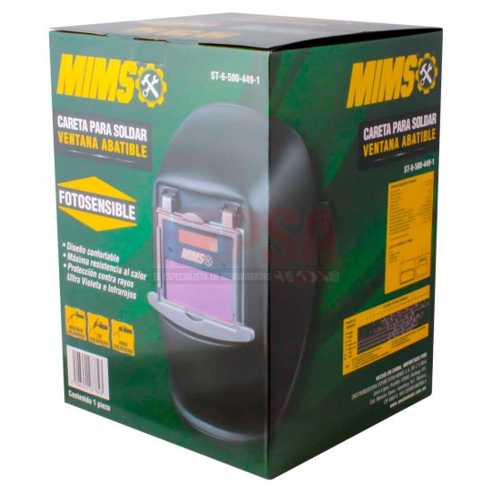 CARETA PARA SOLDAR ELECTRÓNICA CON VENTANA ABATIBLE MIMS ST-6-500-449-1