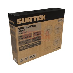 VENTILADOR 3 EN 1, 3 VELOCIDADES, 18" SURTEK VE18