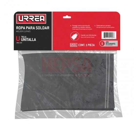 MANDIL DE CARNAZA PARA SOLDAR COLOR NEGRO, 1 M URREA USS1