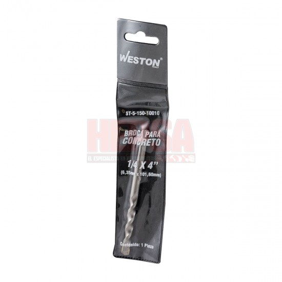 BROCA PARA CONCRETO PUNTA DE CARBURO 1/4" X 4" WESTON ST-5-150-10010