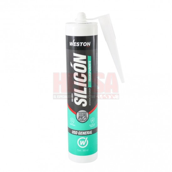 SILICÓN TRANSPARENTE USO GENERAL CARTUCHO 300 ML WESTON WM-0925