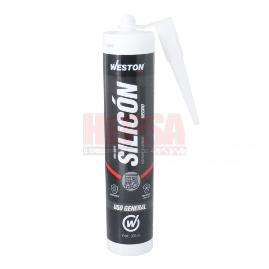 SILICÓN NEGRO USO GENERAL CARTUCHO 300 ML WESTON WM-0935