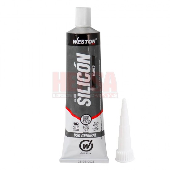 SILICÓN BLANCO USO GENERAL TUBO 85 ML WESTON WM-0950