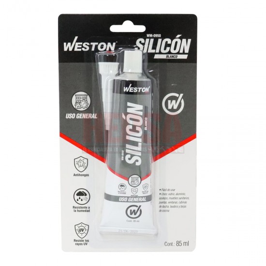 SILICÓN BLANCO USO GENERAL TUBO 85 ML WESTON WM-0950